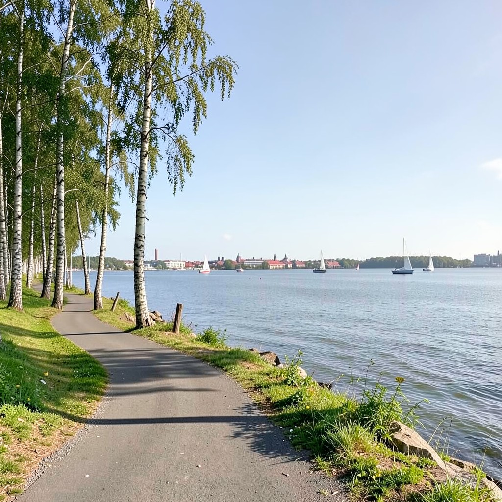 Copenhagen to Helsingør coastal eBike route panoramic view of Øresund Strait