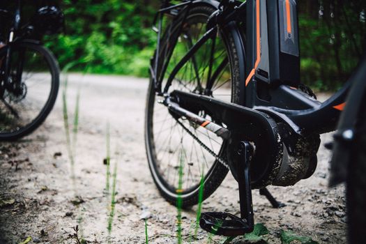 Mechanic installing Bafang mid-drive motor on mountain bike frame